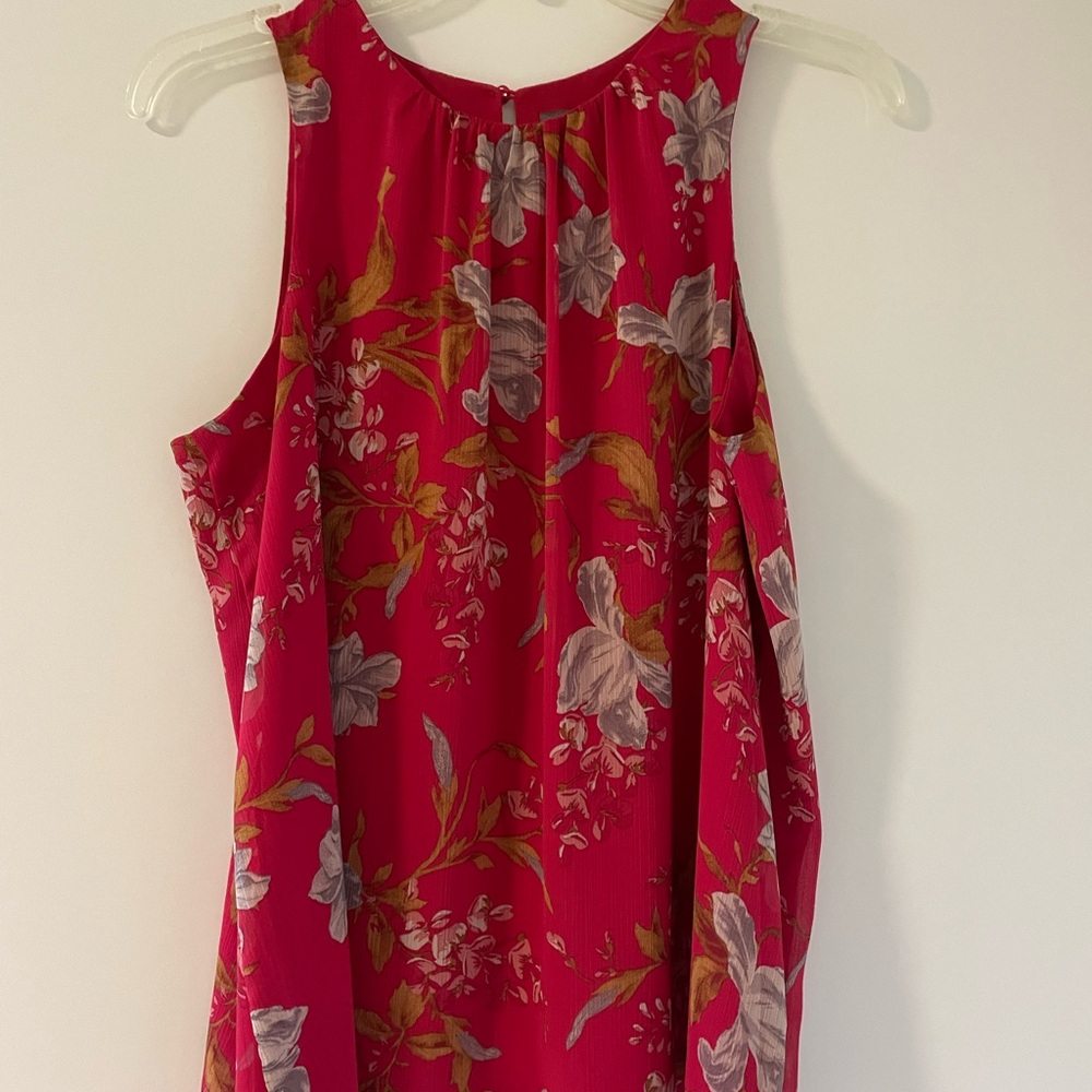 Vince Camuto Floral Blouse in Red and Gray